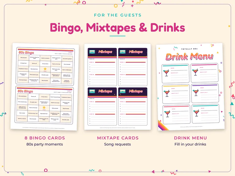 80s Retro Party Kit: games table