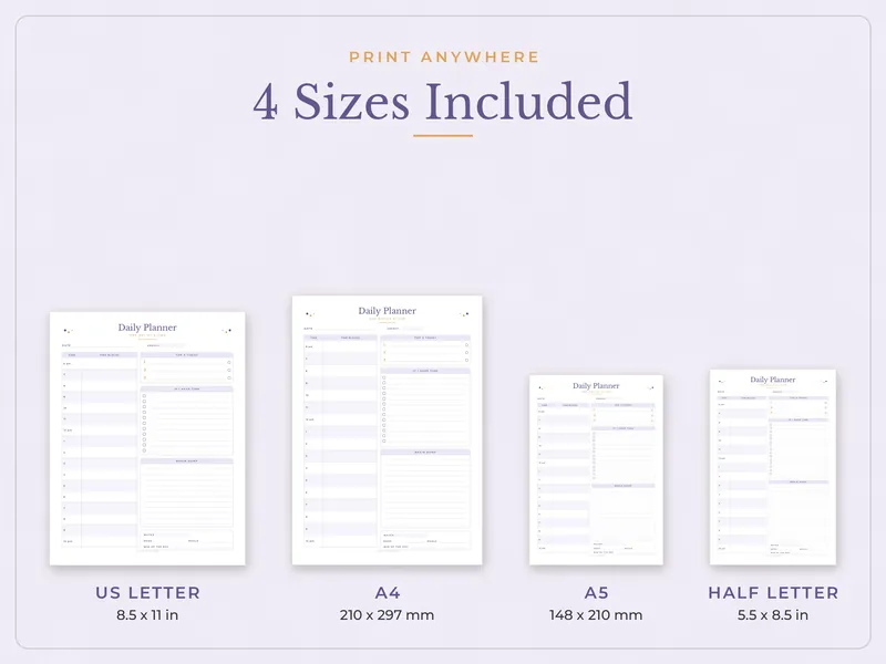ADHD Planner: paper sizes