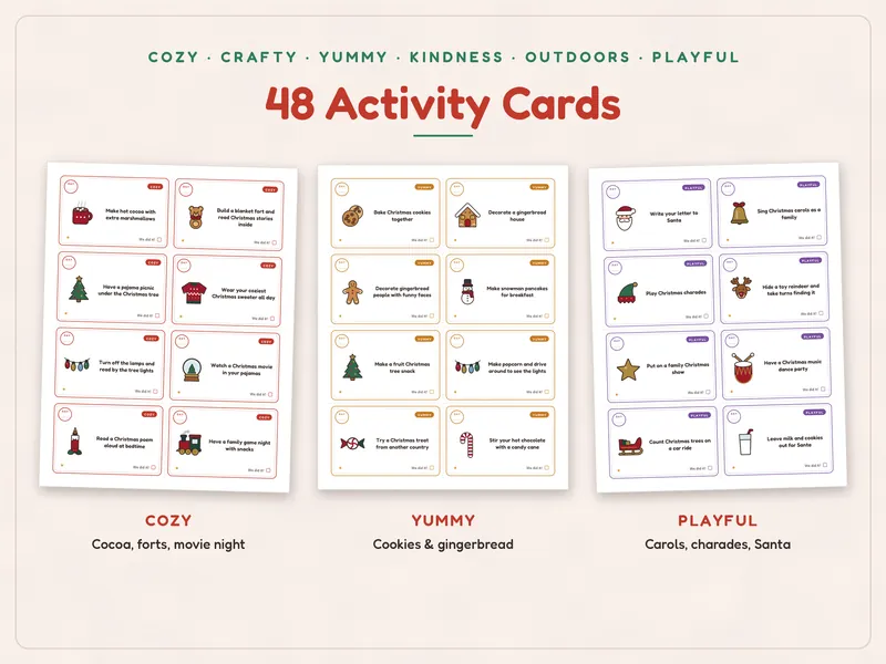 Kids Advent Activity Calendar: cards