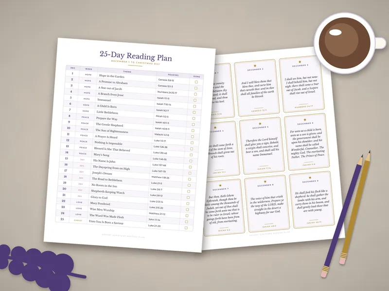Advent Bible Reading Plan for Families: printed pages laid flat