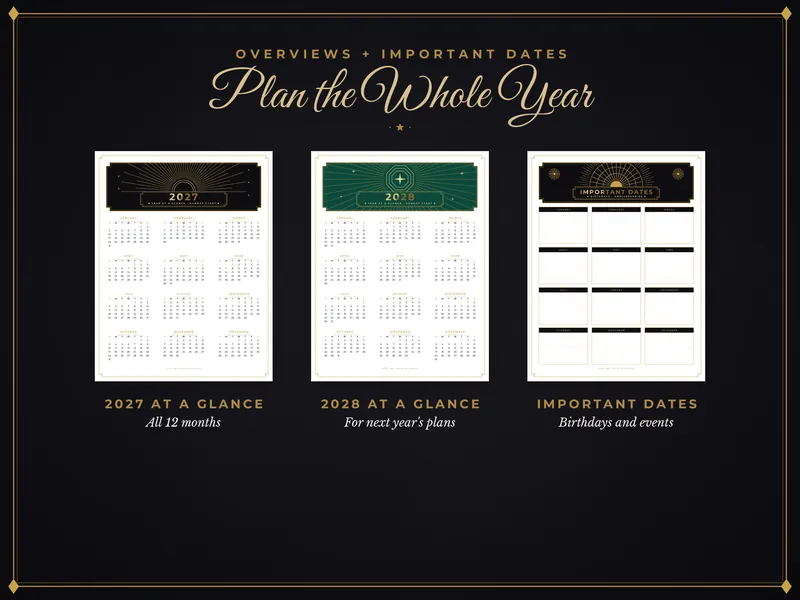 2027 Art Deco Calendar: year overview