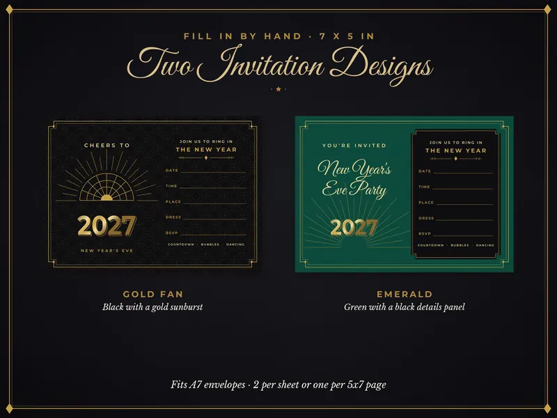 Art Deco New Year's Eve Party Kit: invitations