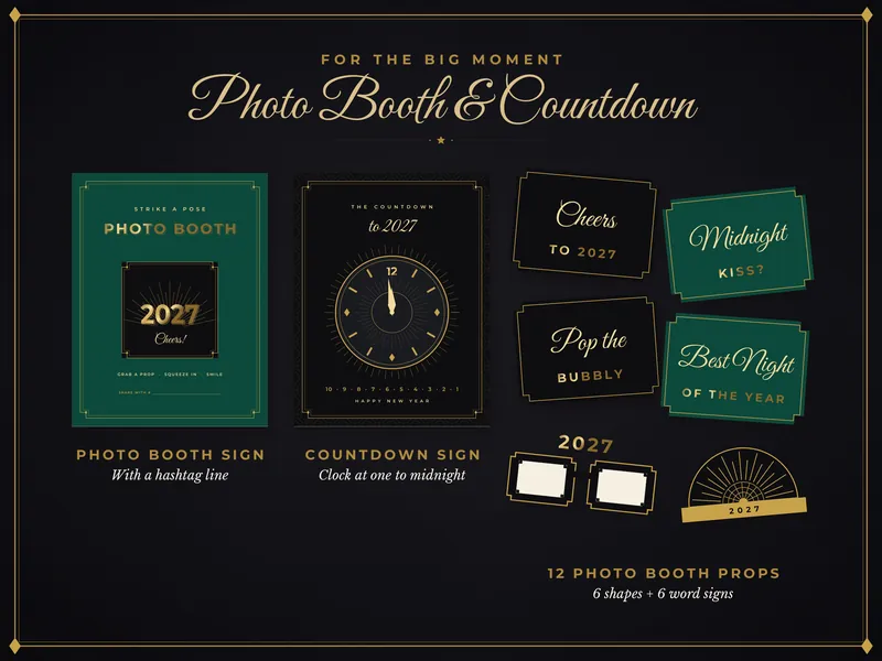 Art Deco New Year's Eve Party Kit: photo booth countdown