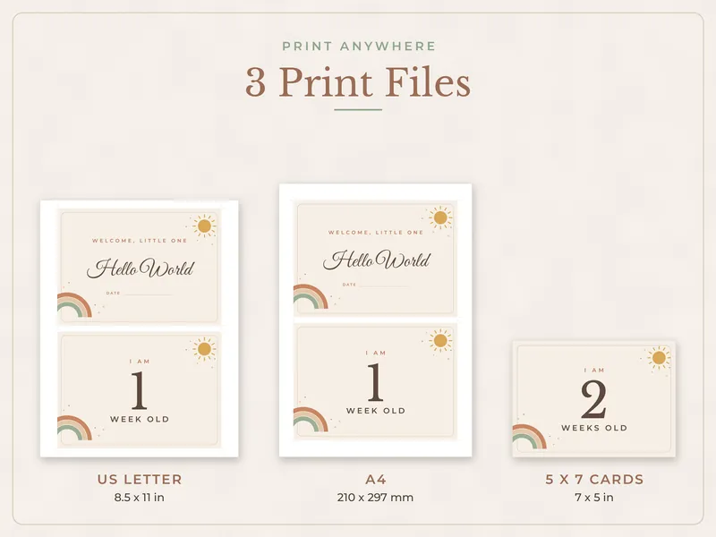 Baby Milestone Cards: paper sizes