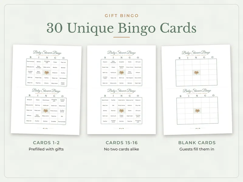 Baby Shower Games Bundle: bingo