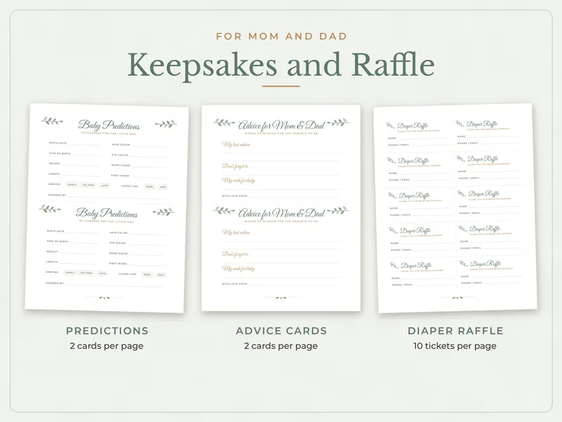 Baby Shower Games Bundle: keepsakes