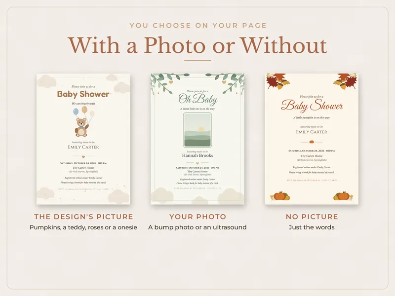 Editable Baby Shower Invitation: with or without a photo