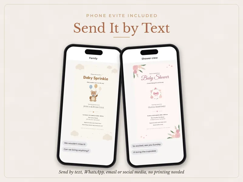 Editable Baby Shower Invitation: send by text