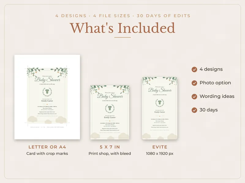 Editable Baby Shower Invitation: what's included