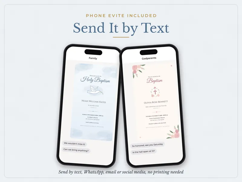 Editable Baptism Invitation: send by text