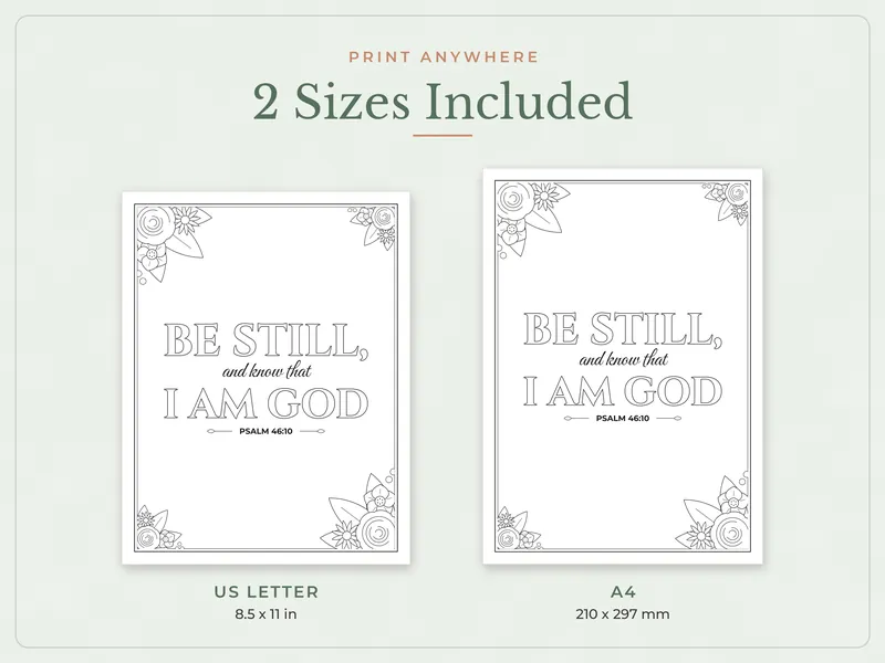 Bible Verse Coloring Pages: paper sizes