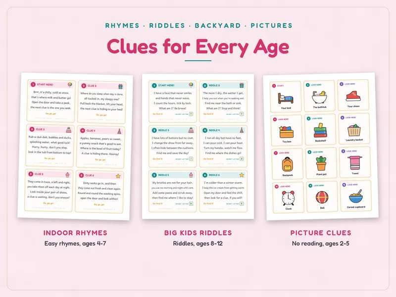Birthday Scavenger Hunt for Kids: clues