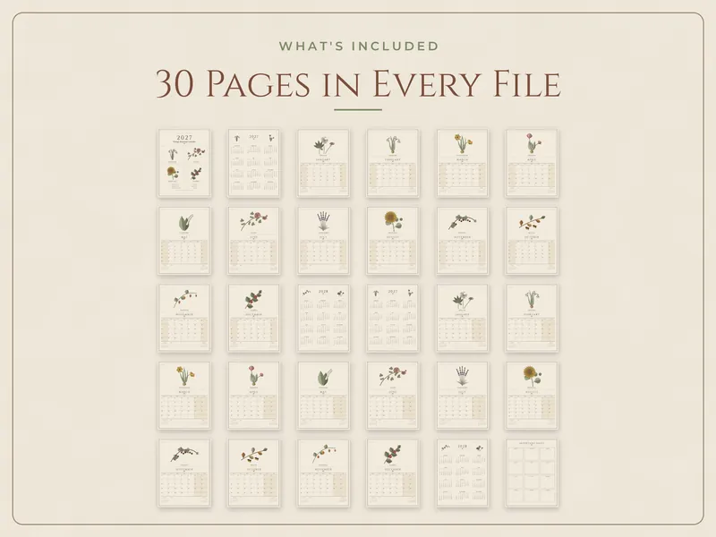2027 Vintage Botanical Calendar: what's included