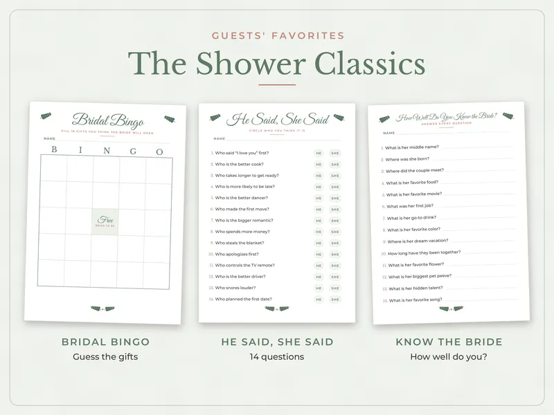 Bridal Shower Games Bundle: classics