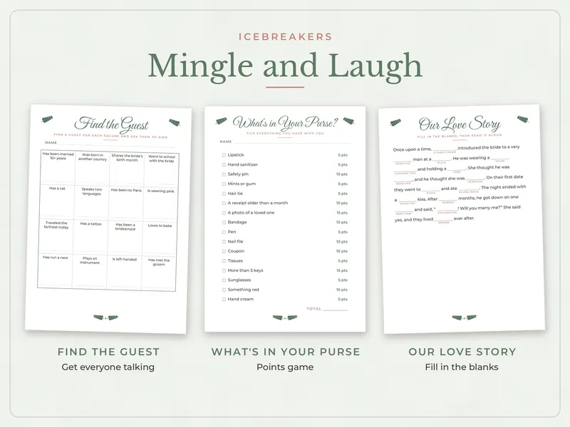 Bridal Shower Games Bundle: mingle