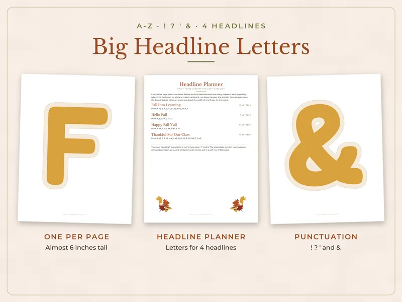 Fall Bulletin Board Kit: letters