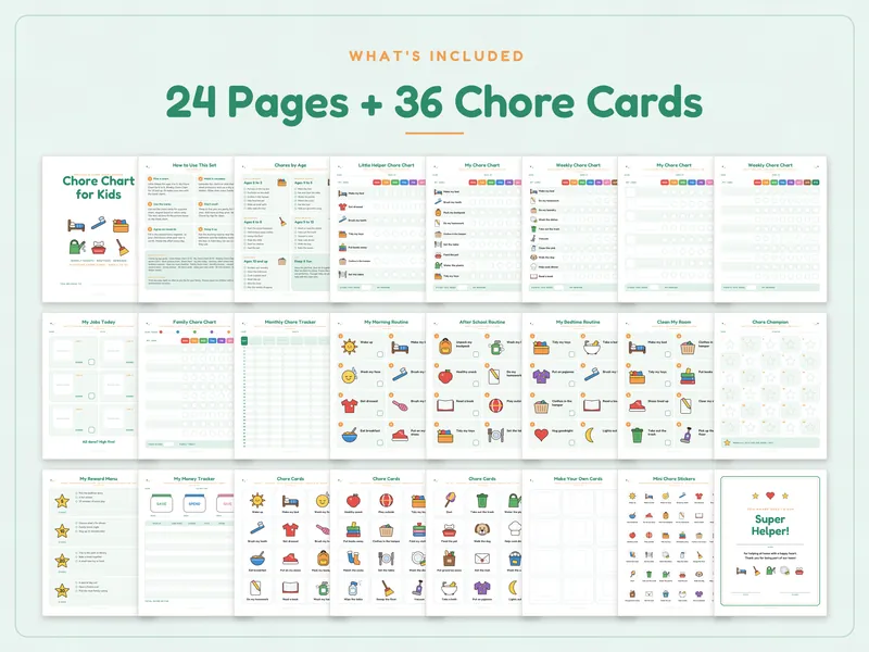 Picture Chore Chart Set for Kids: what's included