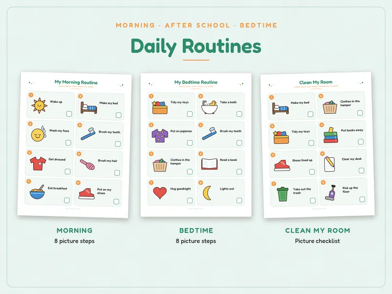 Picture Chore Chart Set for Kids: routines