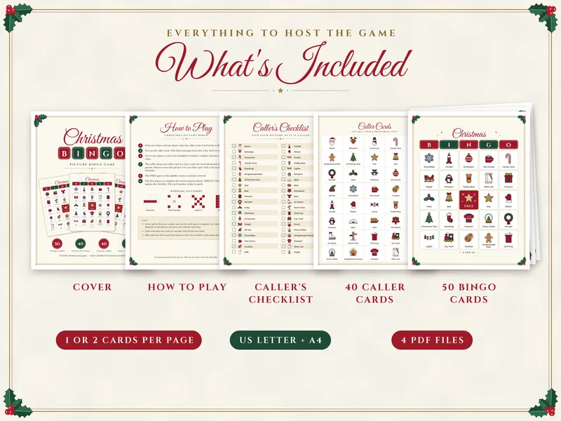 Christmas Picture Bingo: what's included