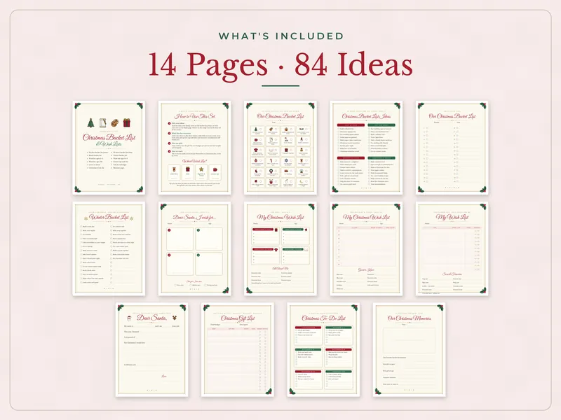 Christmas Bucket List and Family Wish Lists: what's included