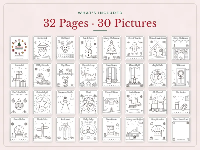 Bold and Easy Christmas Coloring Pages: what's included