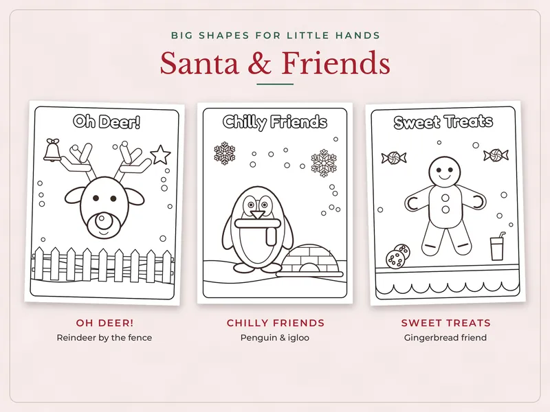 Bold and Easy Christmas Coloring Pages: friends