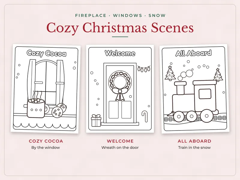 Bold and Easy Christmas Coloring Pages: cozy