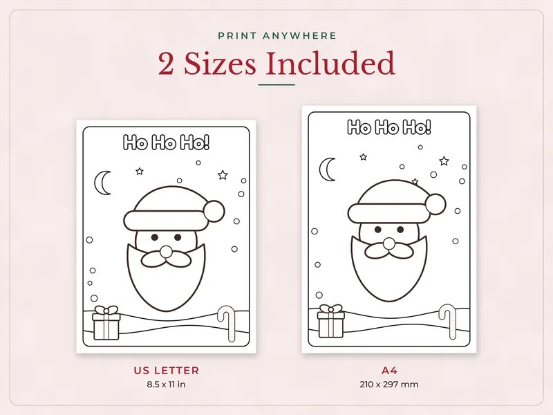 Bold and Easy Christmas Coloring Pages: paper sizes