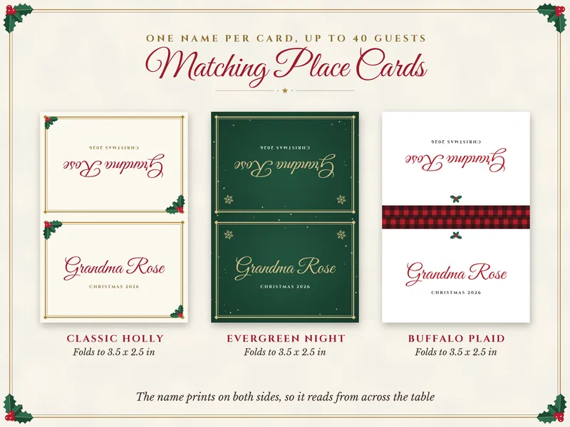 Editable Christmas Dinner Menu and Place Cards: place cards