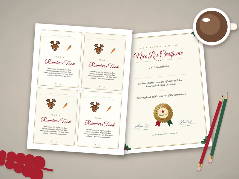Christmas Eve Box Kit: printed pages laid flat