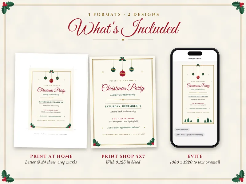 Editable Christmas Party Invitation: what's included