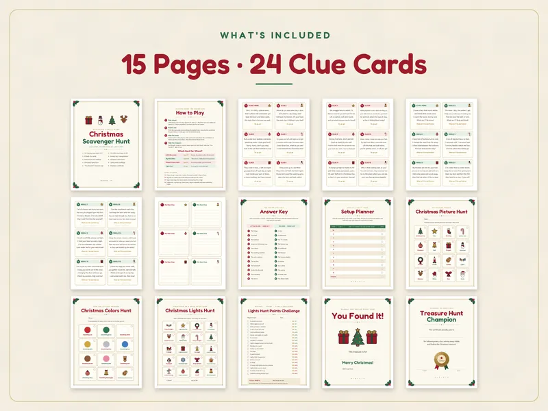 Christmas Scavenger Hunt for Kids: what's included