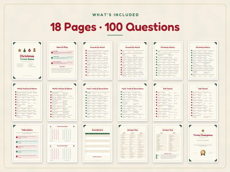 Christmas Trivia Game: what's included