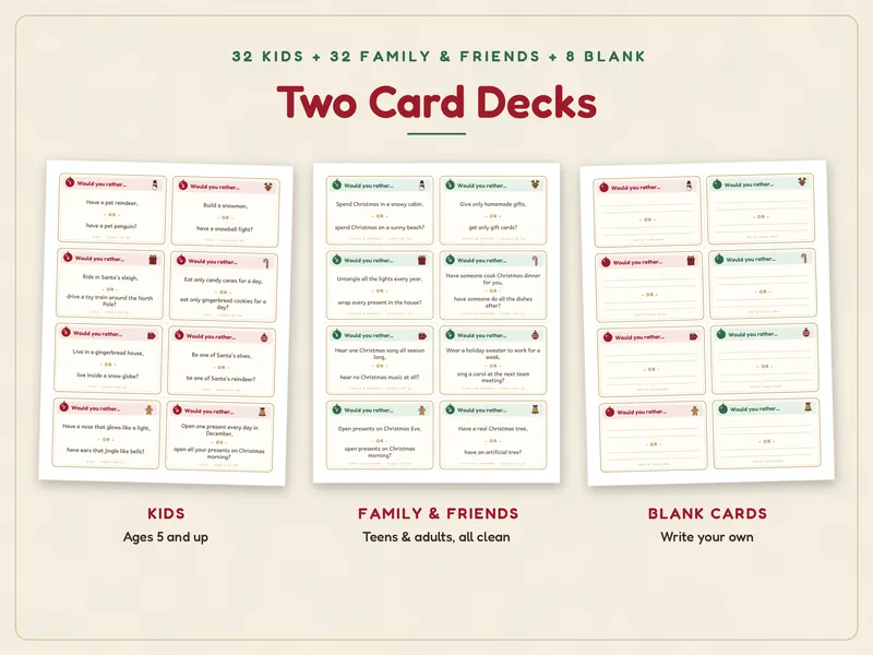 Christmas Would You Rather Game: cards