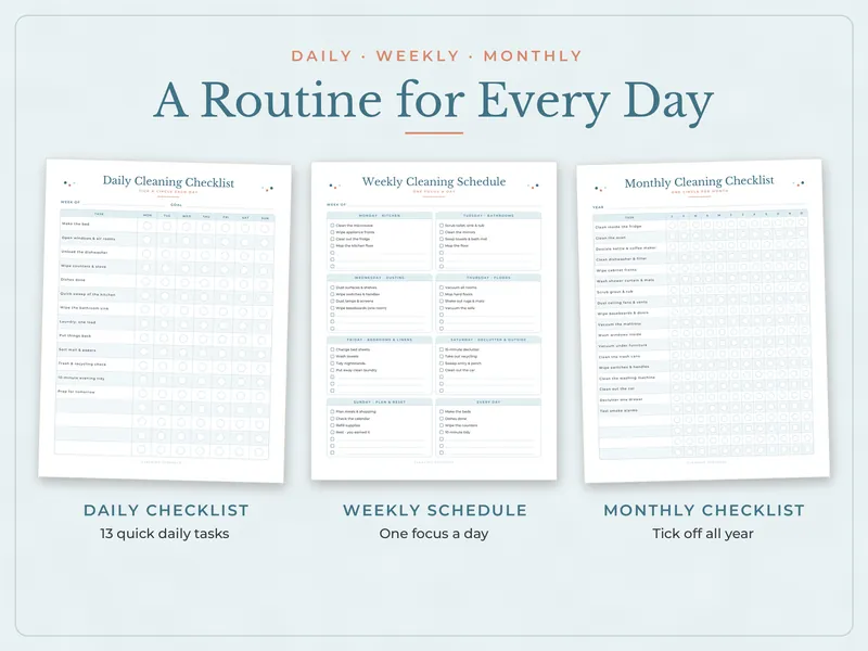 Cleaning Schedule Printable Set: routines