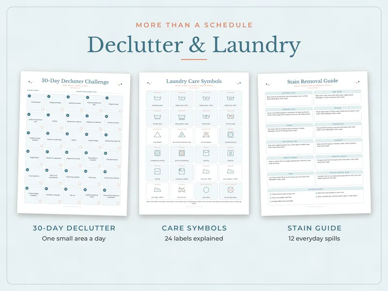 Cleaning Schedule Printable Set: declutter