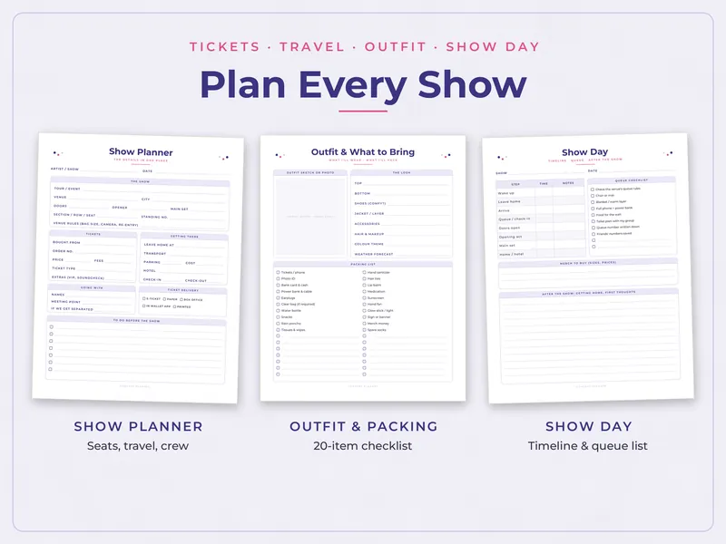 Concert Planner and Ticket Log: plan
