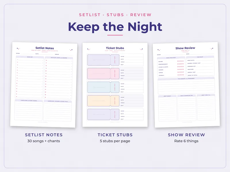 Concert Planner and Ticket Log: keepsakes