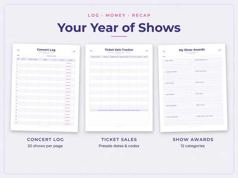 Concert Planner and Ticket Log: year