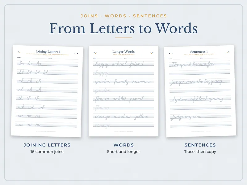 Cursive Handwriting Workbook: words