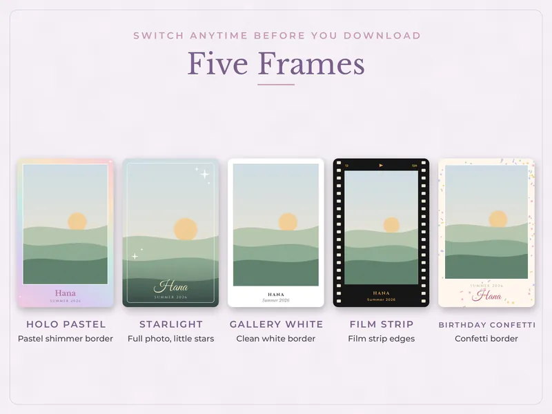 Custom Photocard: five frames