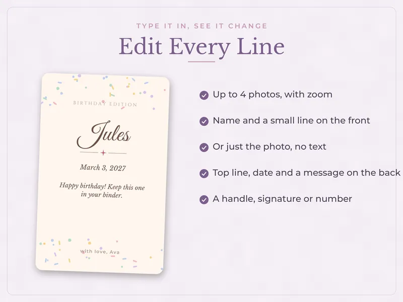 Custom Photocard: edit every line