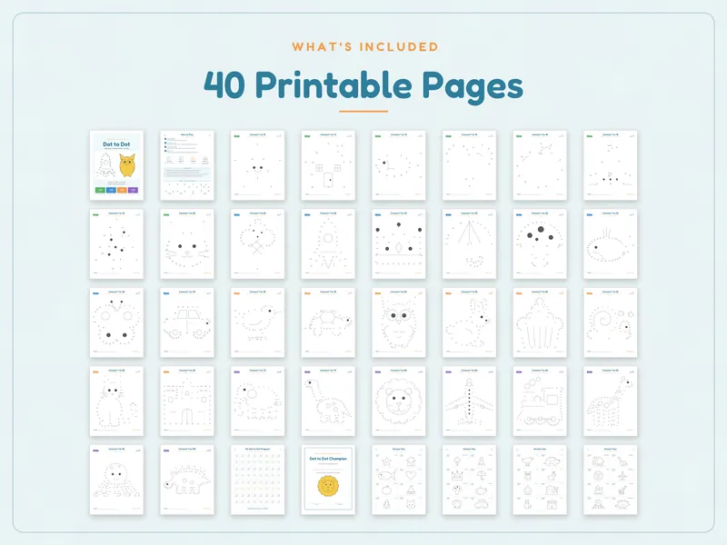 Dot to Dot Book for Kids: what's included