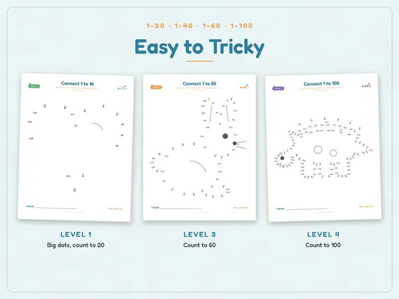 Dot to Dot Book for Kids: levels