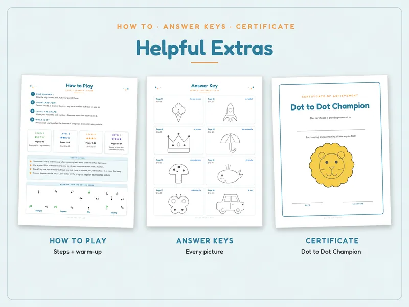 Dot to Dot Book for Kids: extras
