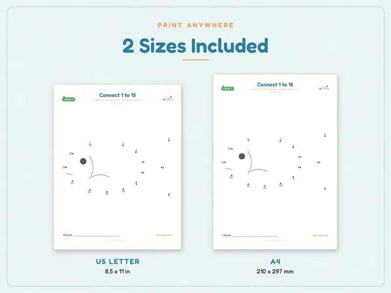 Dot to Dot Book for Kids: paper sizes