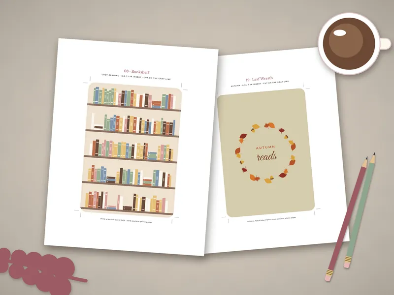 E-reader Case Inserts: printed pages laid flat