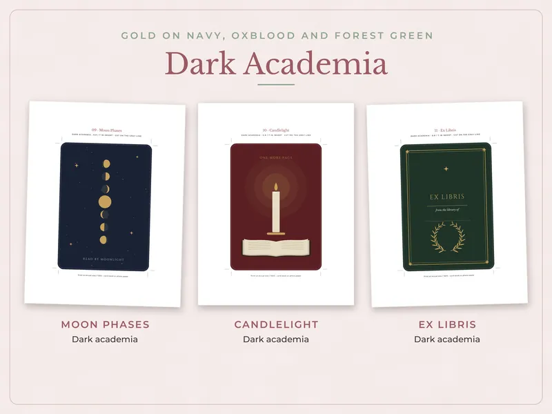 E-reader Case Inserts: dark academia