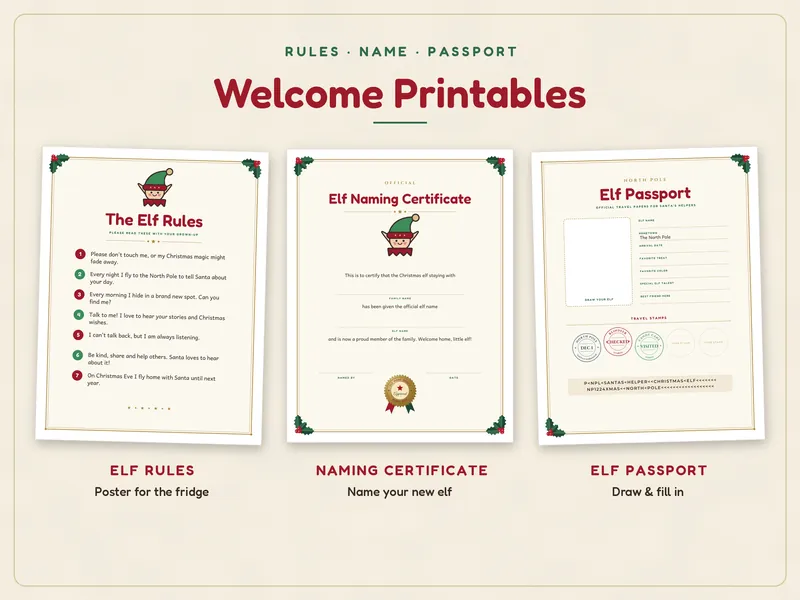 Elf Arrival Kit: printables