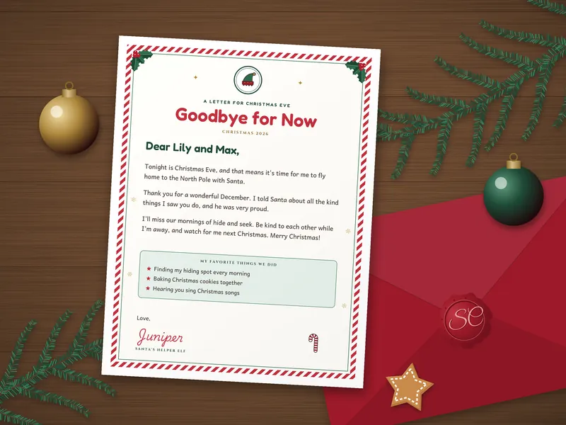 Editable Elf Arrival and Goodbye Letters: printed pages laid flat